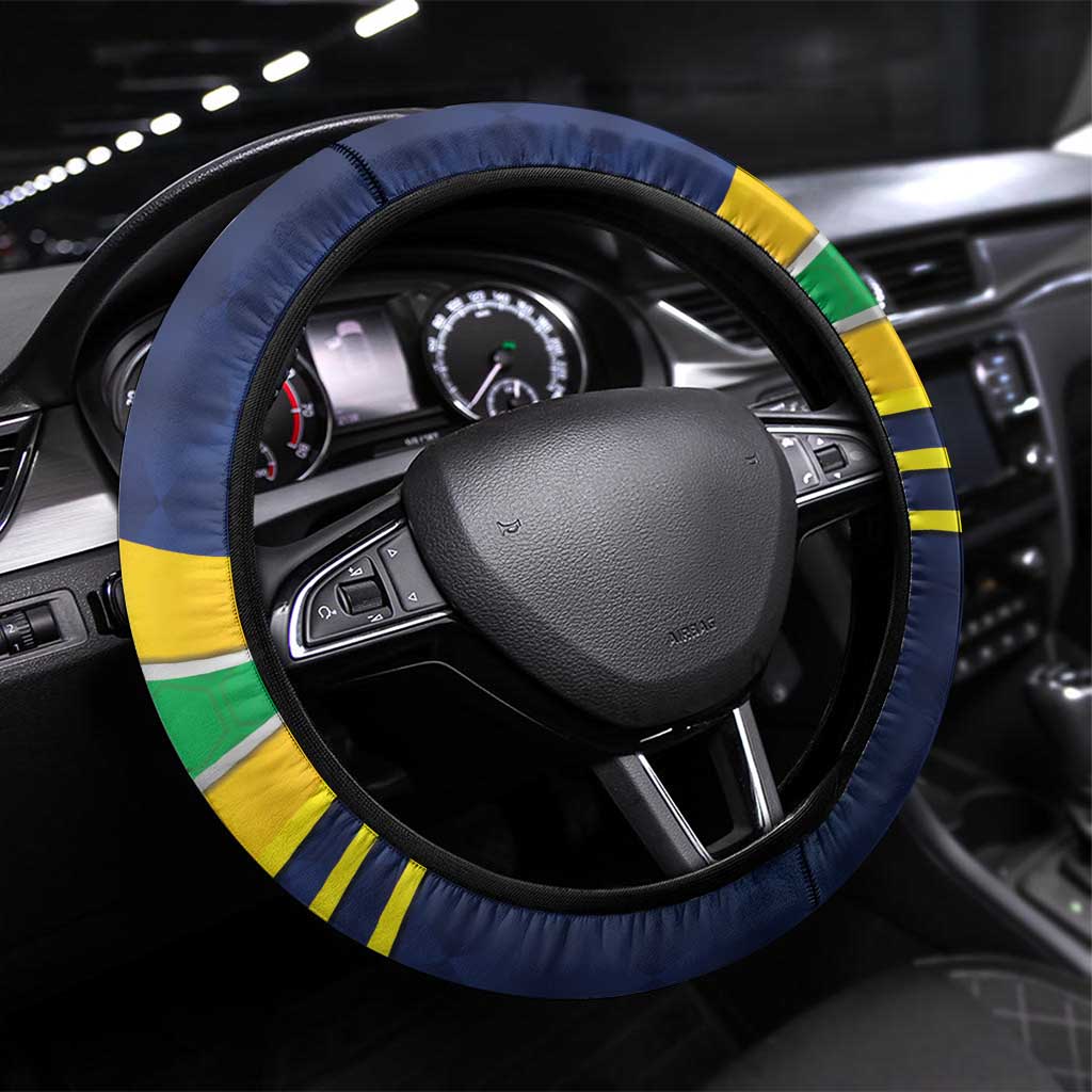 Brazil Football Steering Wheel Cover Selecao Canarinho Flag Motif