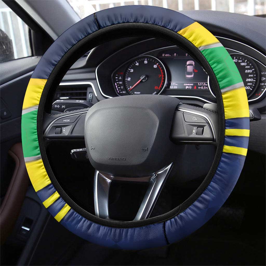 Brazil Football Steering Wheel Cover Selecao Canarinho Flag Motif