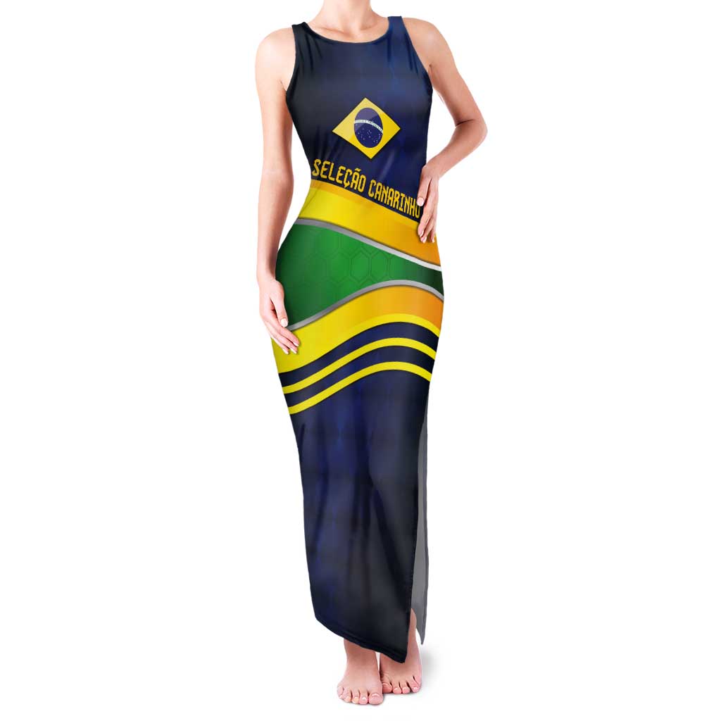Brazil Football Custom Tank Maxi Dress Selecao Canarinho Flag Motif
