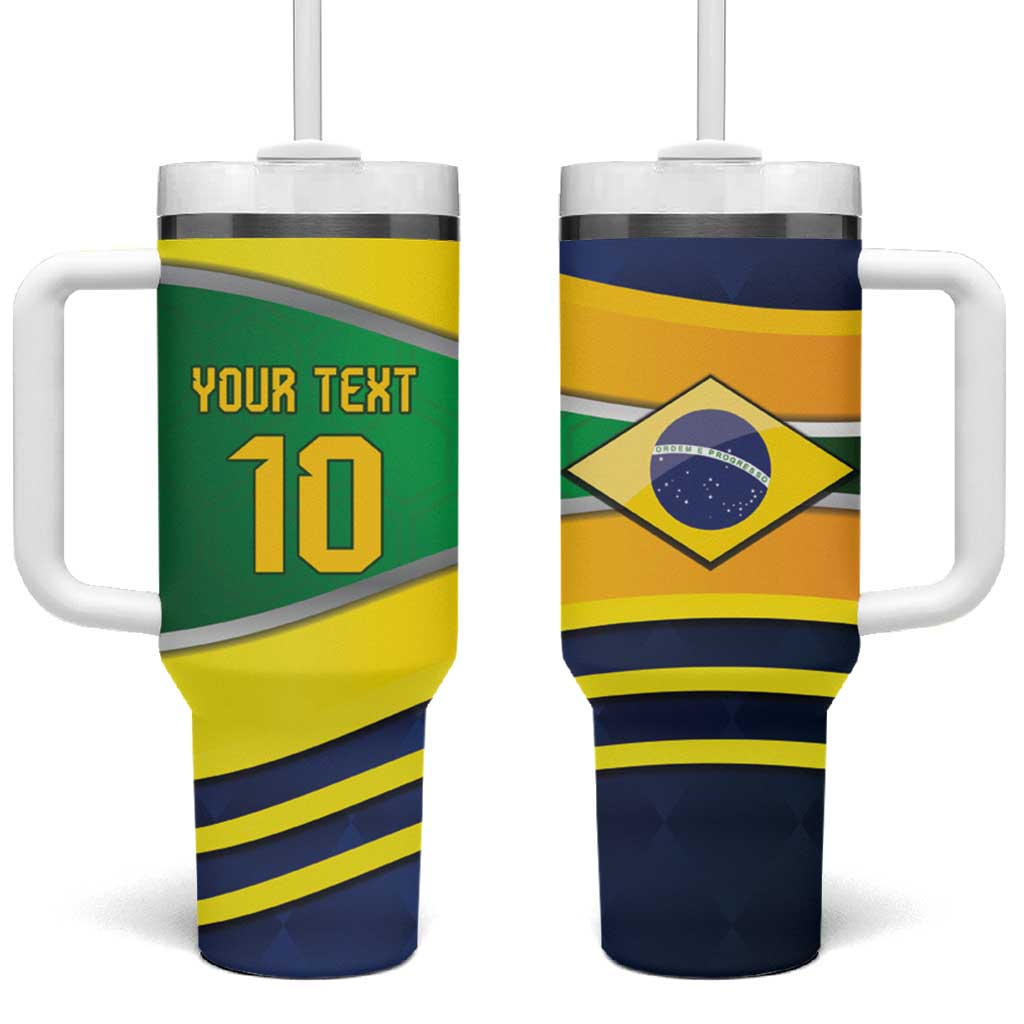 Brazil Football Custom Tumbler With Handle Selecao Canarinho Flag Motif