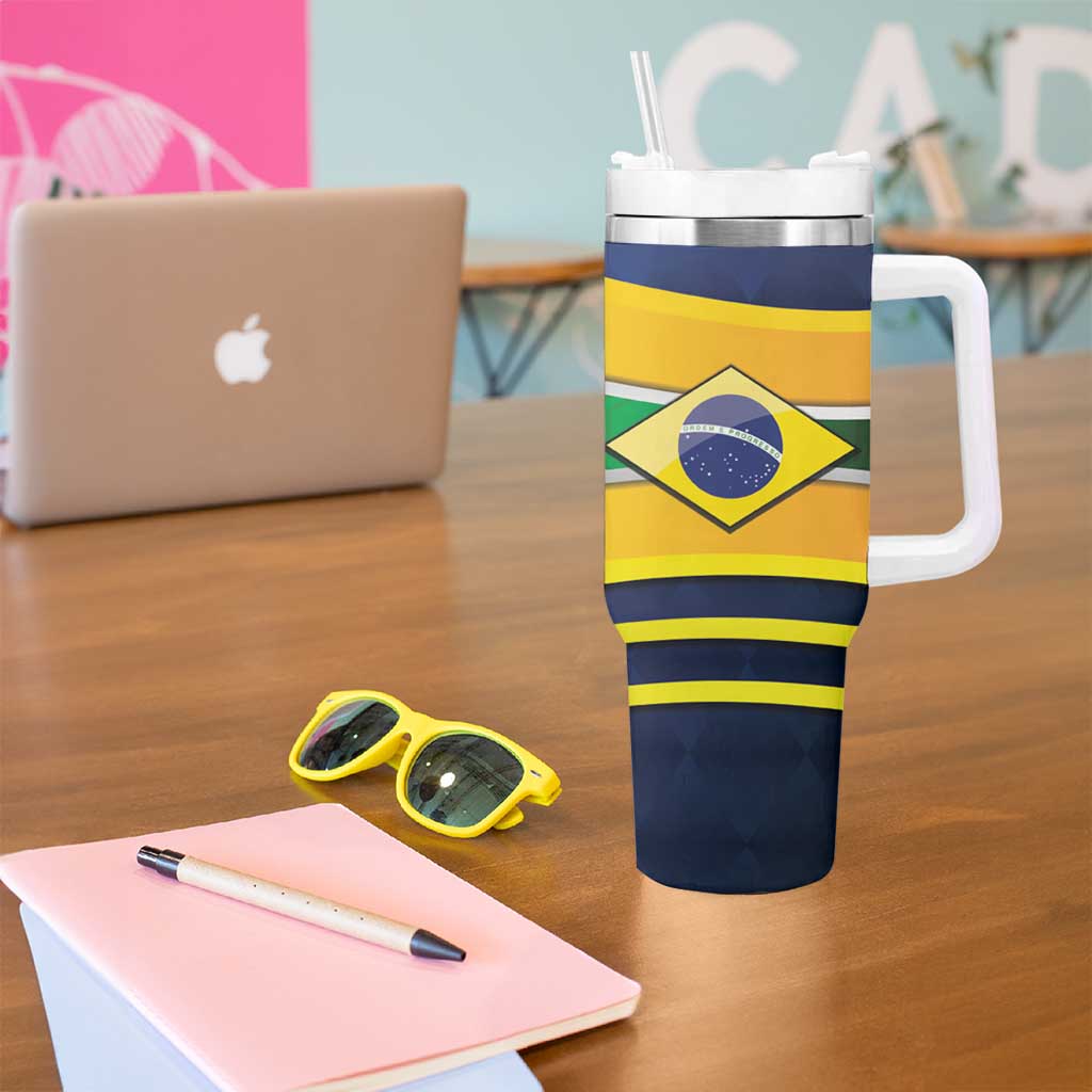Brazil Football Custom Tumbler With Handle Selecao Canarinho Flag Motif