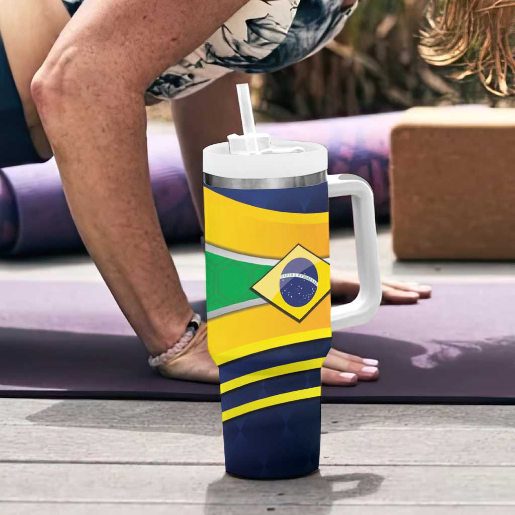Brazil Football Custom Tumbler With Handle Selecao Canarinho Flag Motif