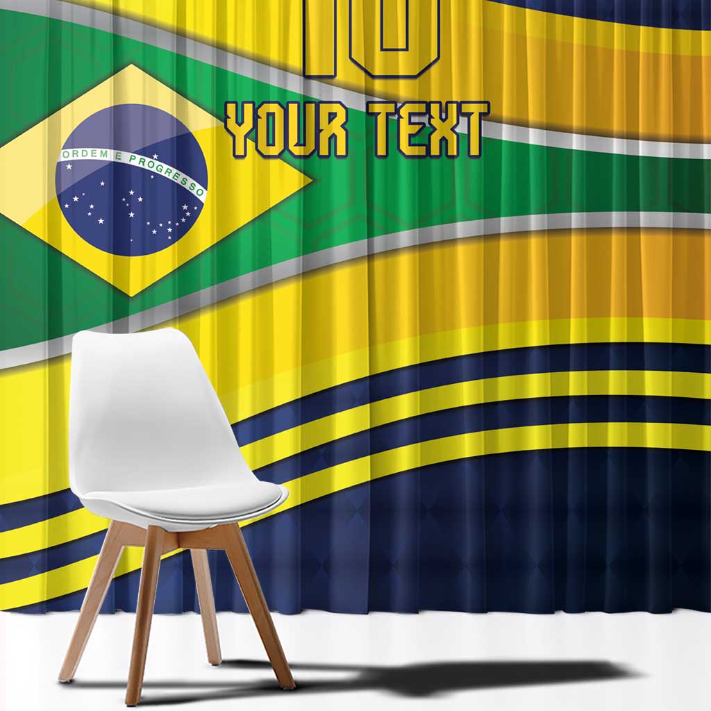 Brazil Football Custom Window Curtain Selecao Canarinho Flag Motif