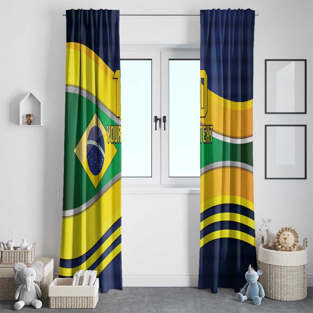 Brazil Football Custom Window Curtain Selecao Canarinho Flag Motif