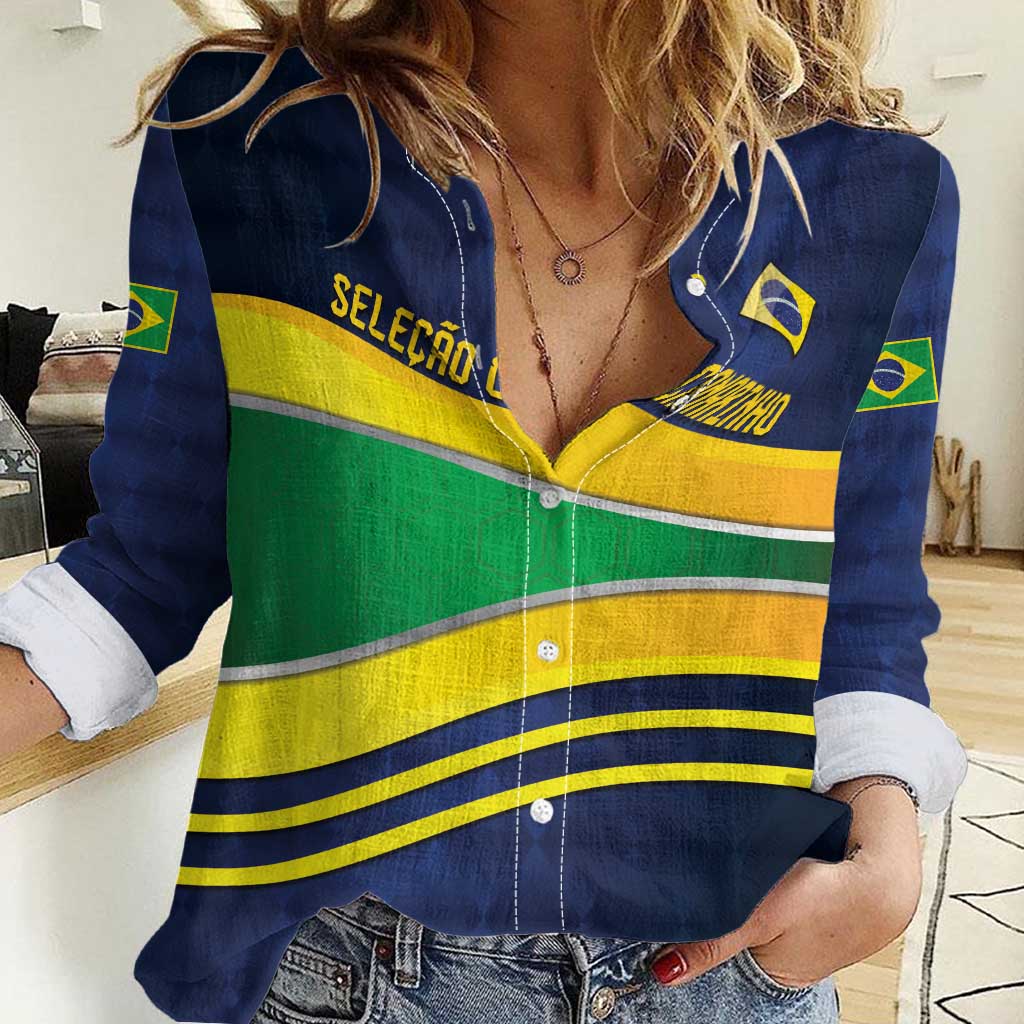 Brazil Football Custom Women Casual Shirt Selecao Canarinho Flag Motif
