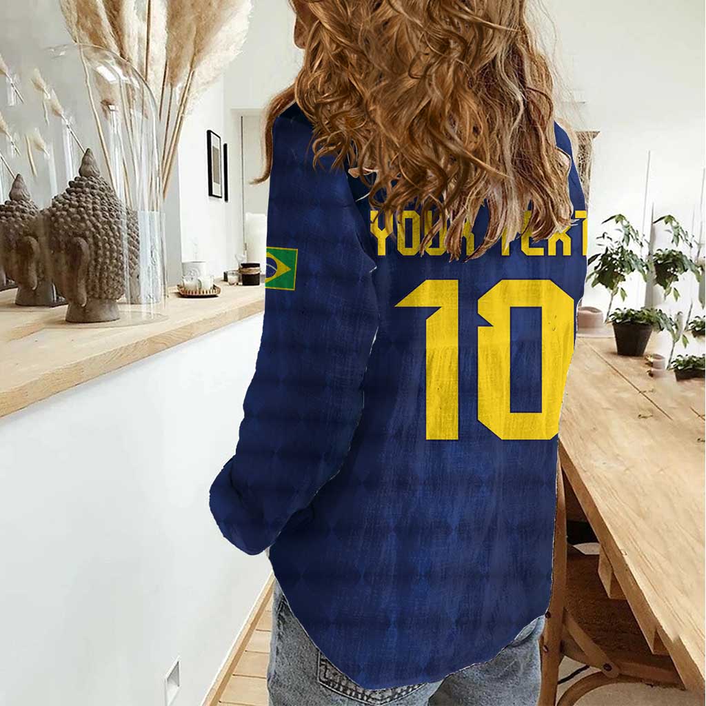 Brazil Football Custom Women Casual Shirt Selecao Canarinho Flag Motif