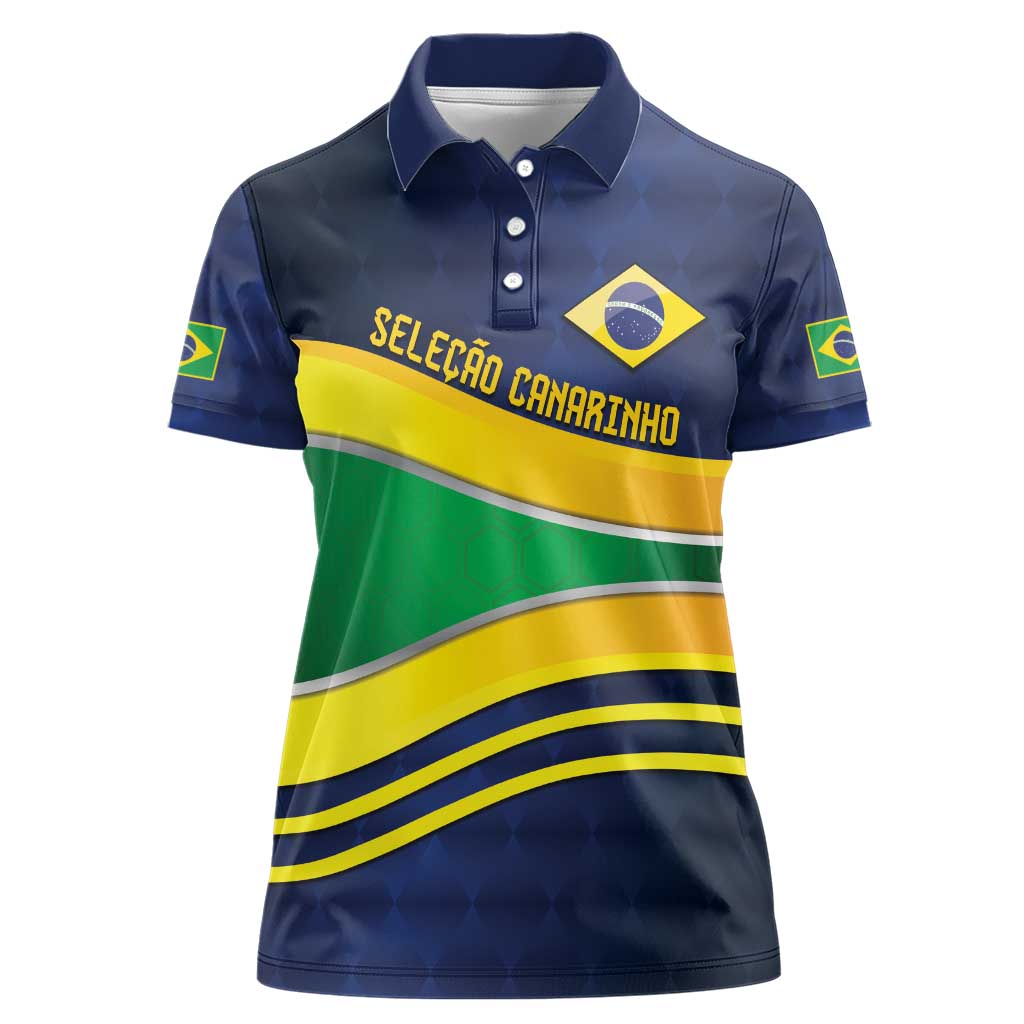 Brazil Football Custom Women Polo Shirt Selecao Canarinho Flag Motif