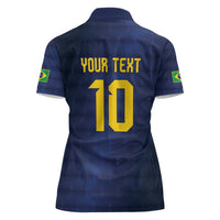 Brazil Football Custom Women Polo Shirt Selecao Canarinho Flag Motif