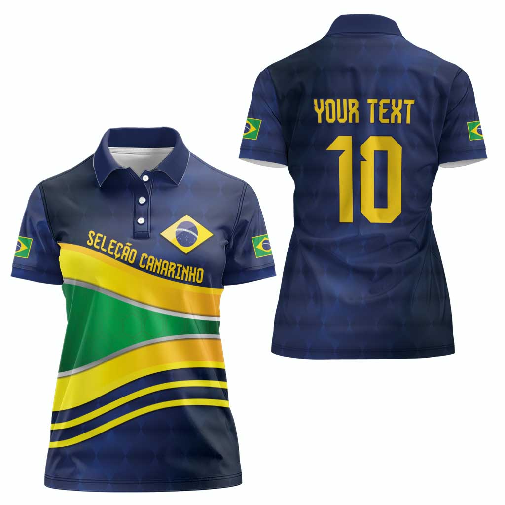 Brazil Football Custom Women Polo Shirt Selecao Canarinho Flag Motif