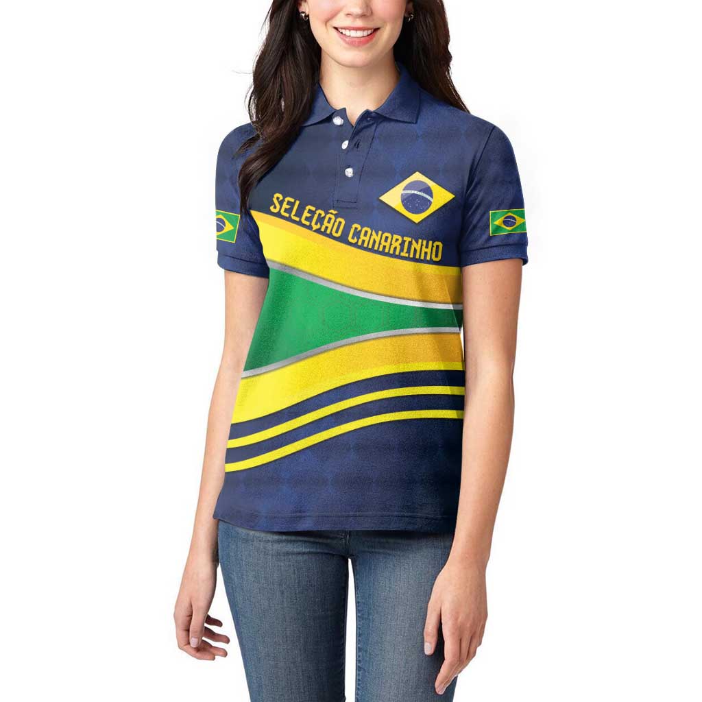 Brazil Football Custom Women Polo Shirt Selecao Canarinho Flag Motif