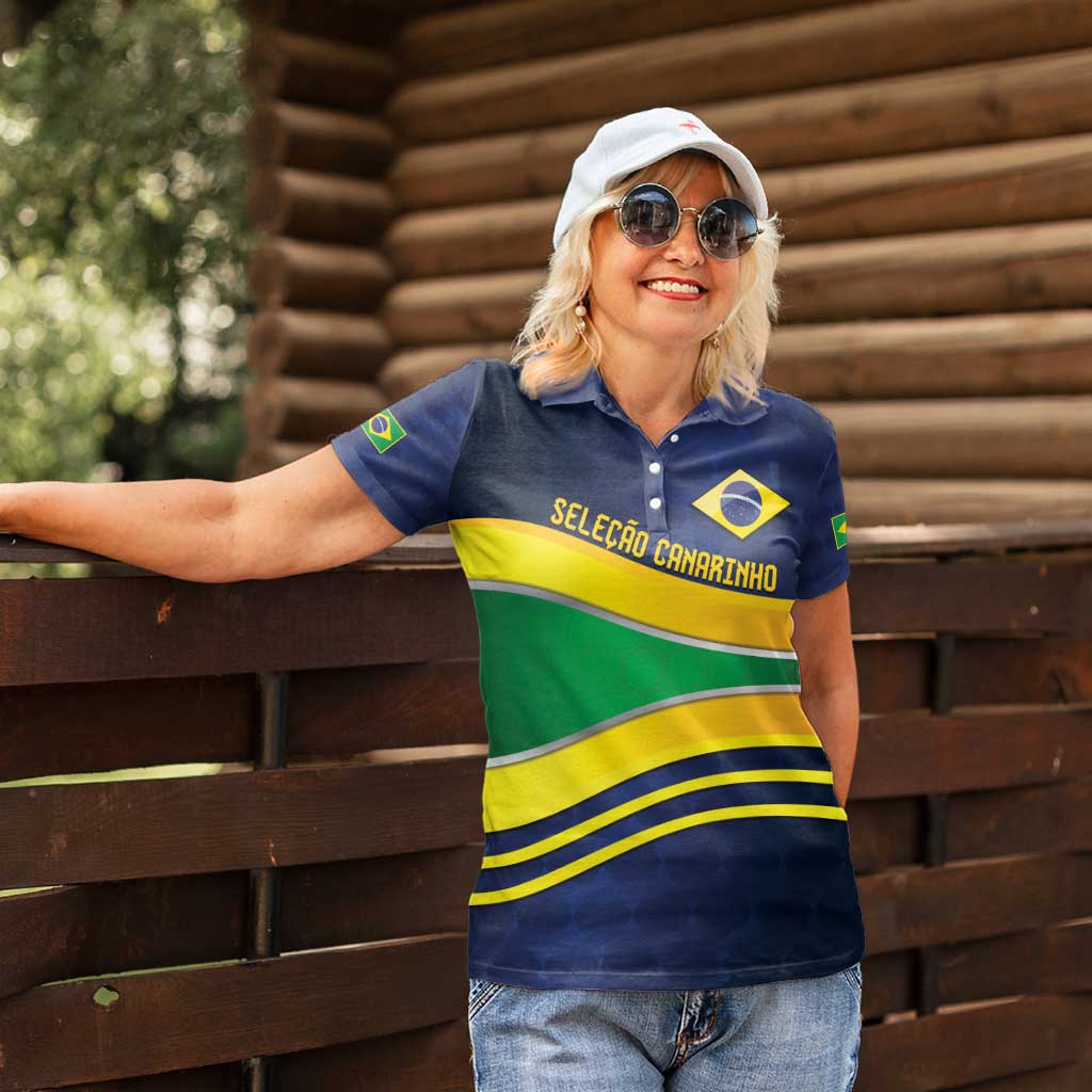 Brazil Football Custom Women Polo Shirt Selecao Canarinho Flag Motif