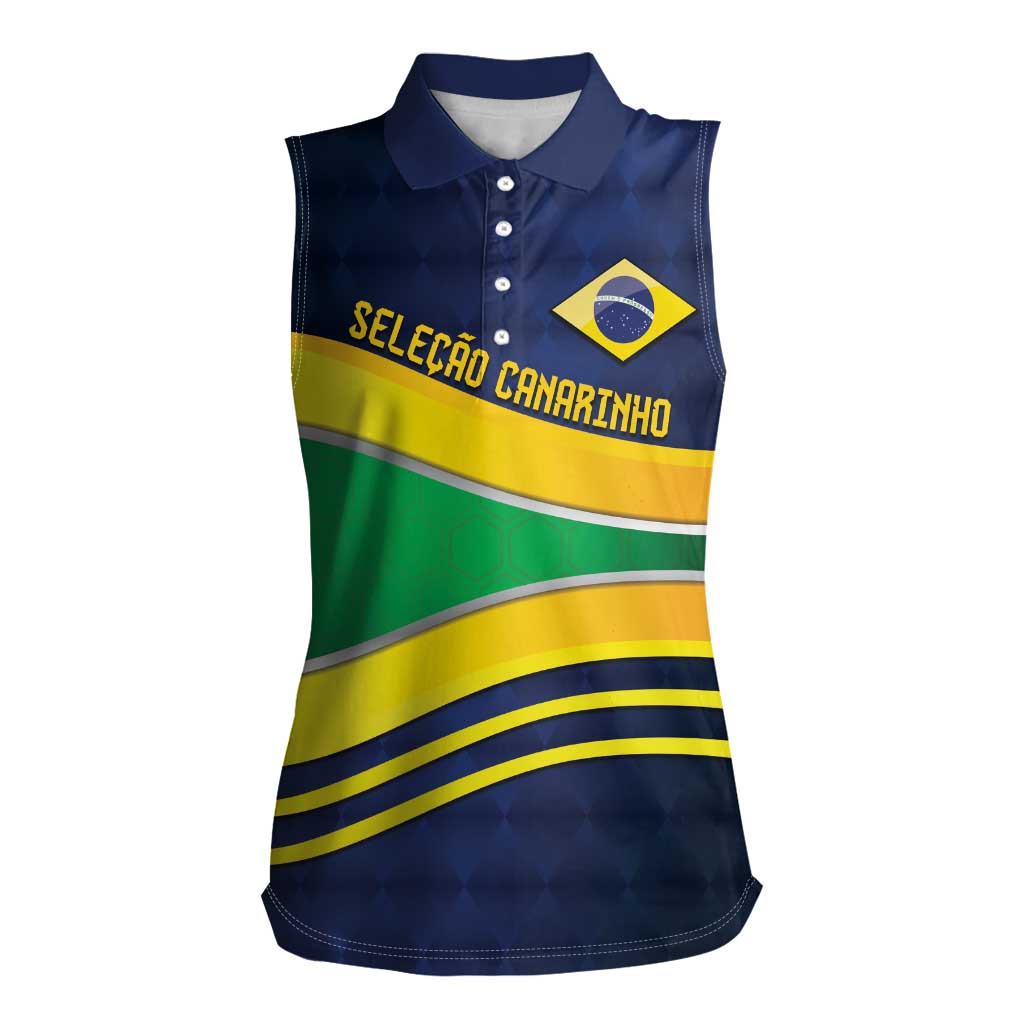 Brazil Football Custom Women Sleeveless Polo Shirt Selecao Canarinho Flag Motif