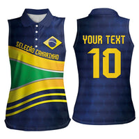 Brazil Football Custom Women Sleeveless Polo Shirt Selecao Canarinho Flag Motif