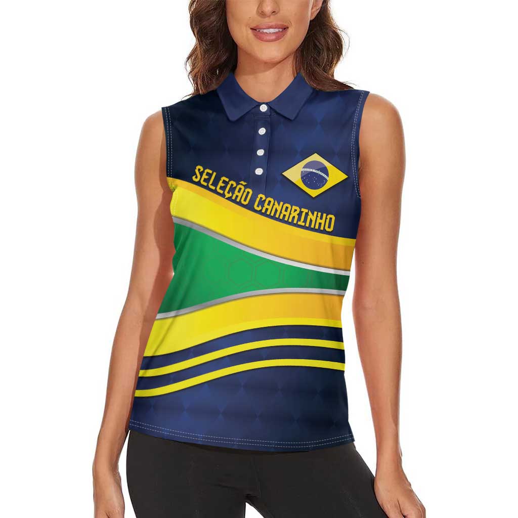 Brazil Football Custom Women Sleeveless Polo Shirt Selecao Canarinho Flag Motif