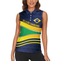 Brazil Football Custom Women Sleeveless Polo Shirt Selecao Canarinho Flag Motif