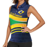 Brazil Football Custom Women Sleeveless Polo Shirt Selecao Canarinho Flag Motif