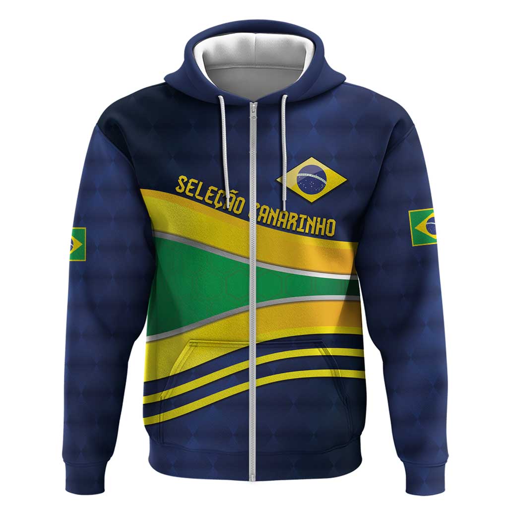 Brazil Football Custom Zip Hoodie Selecao Canarinho Flag Motif