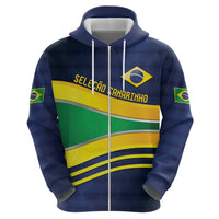 Brazil Football Custom Zip Hoodie Selecao Canarinho Flag Motif