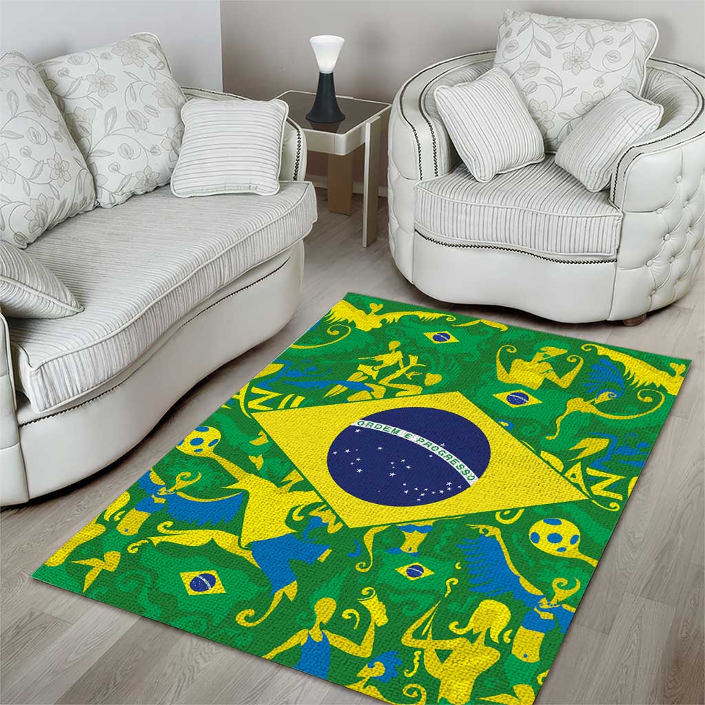 Brazil Ordem e Progresso Area Rug Native Brasil Mixed Together