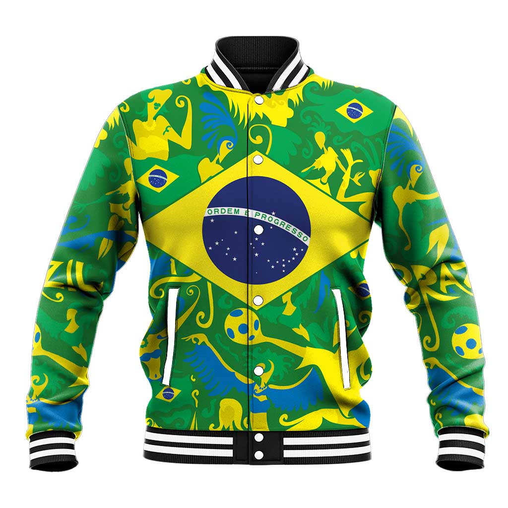 Brazil Ordem e Progresso Baseball Jacket Native Brasil Mixed Together