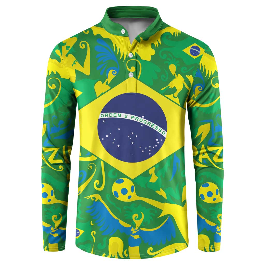Brazil Ordem e Progresso Button Sweatshirt Native Brasil Mixed Together
