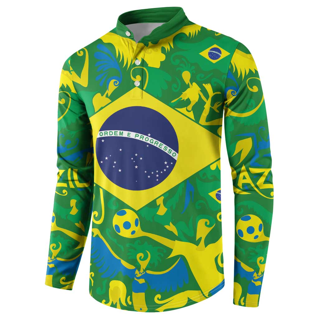 Brazil Ordem e Progresso Button Sweatshirt Native Brasil Mixed Together