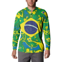Brazil Ordem e Progresso Button Sweatshirt Native Brasil Mixed Together