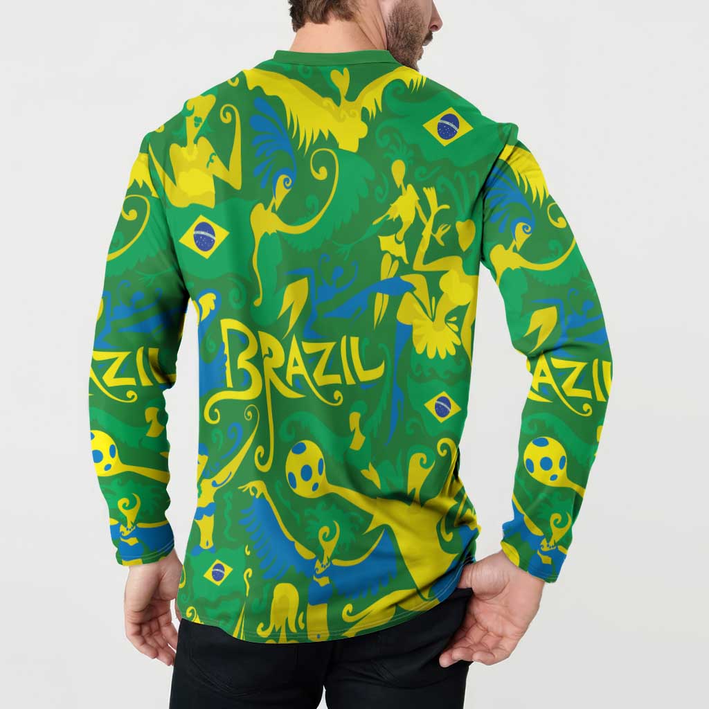 Brazil Ordem e Progresso Button Sweatshirt Native Brasil Mixed Together