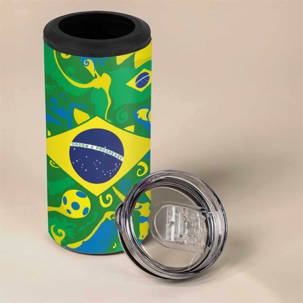 Brazil Ordem e Progresso 4 in 1 Can Cooler Tumbler Native Brasil Mixed Together