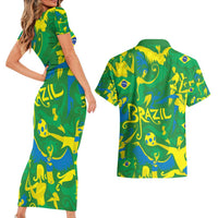 Brazil Ordem e Progresso Couples Matching Short Sleeve Bodycon Dress and Hawaiian Shirt Native Brasil Mixed Together