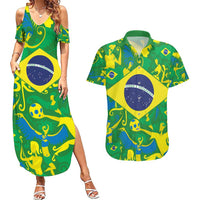 Brazil Ordem e Progresso Couples Matching Summer Maxi Dress and Hawaiian Shirt Native Brasil Mixed Together