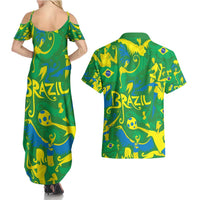 Brazil Ordem e Progresso Couples Matching Summer Maxi Dress and Hawaiian Shirt Native Brasil Mixed Together