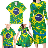 Brazil Ordem e Progresso Family Matching Long Sleeve Bodycon Dress and Hawaiian Shirt Native Brasil Mixed Together