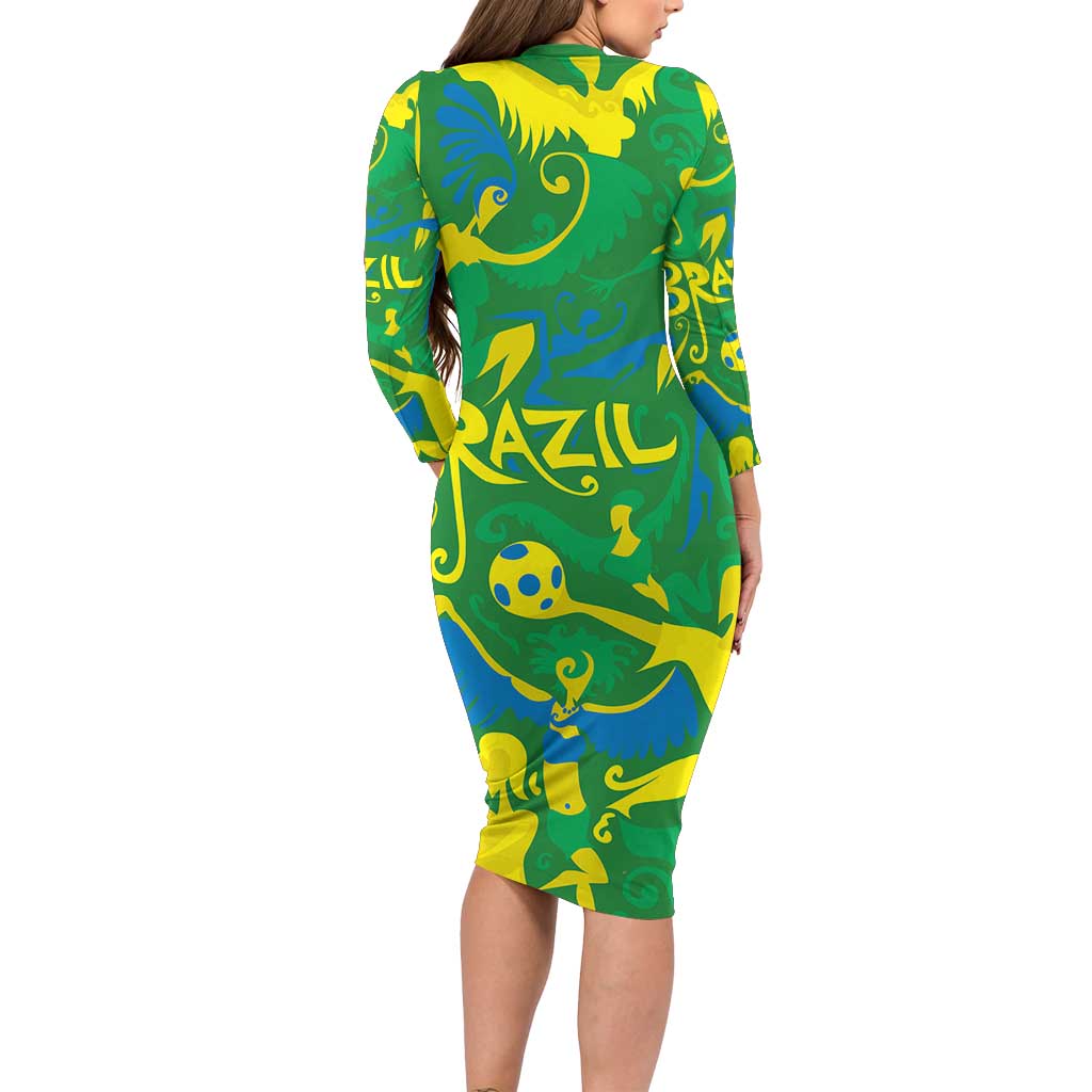 Brazil Ordem e Progresso Family Matching Long Sleeve Bodycon Dress and Hawaiian Shirt Native Brasil Mixed Together