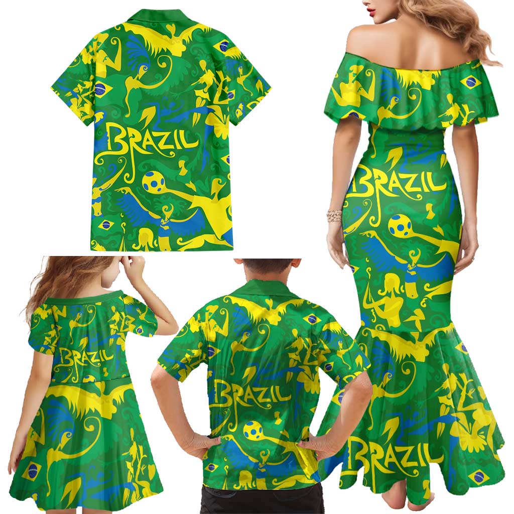 Brazil Ordem e Progresso Family Matching Mermaid Dress and Hawaiian Shirt Native Brasil Mixed Together