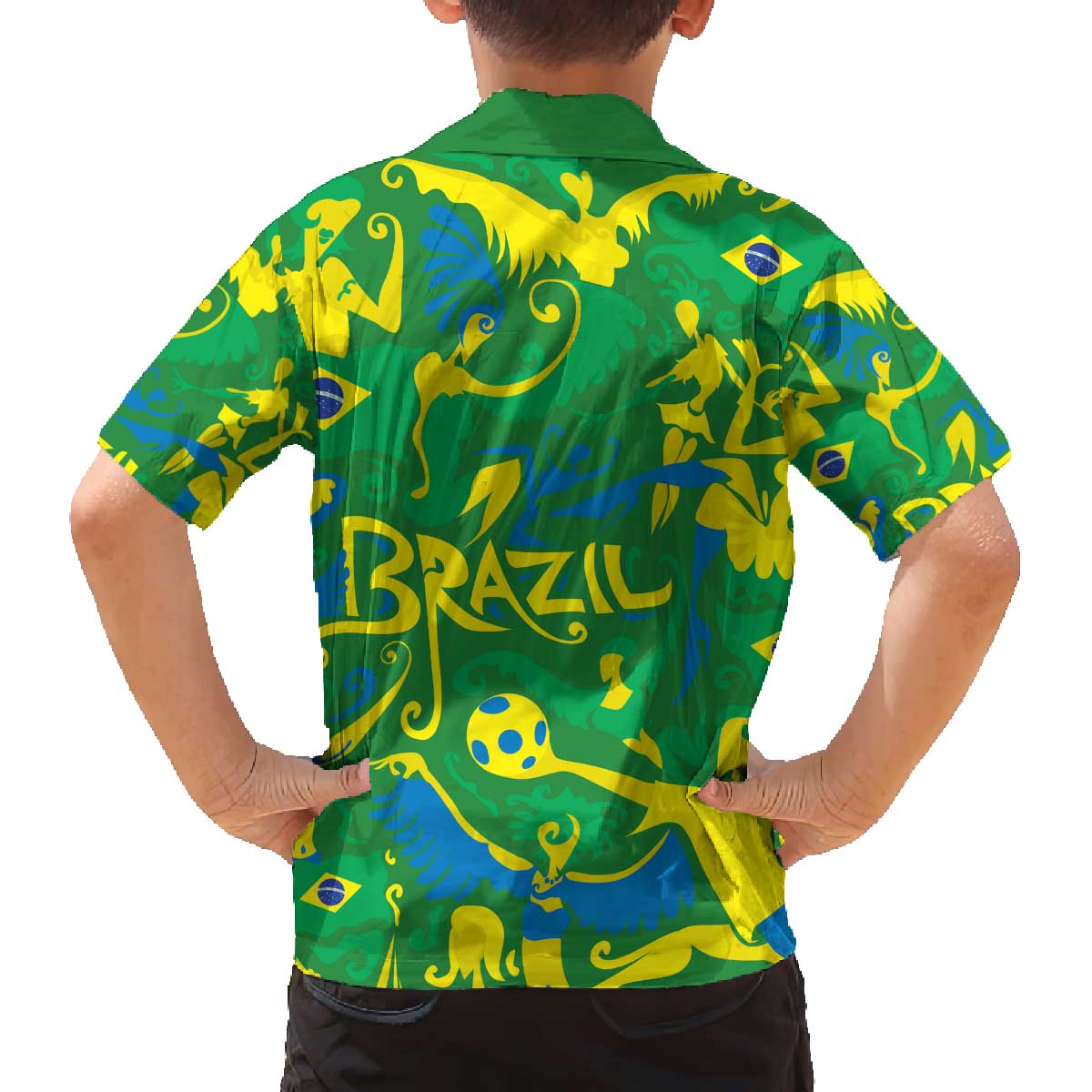 Brazil Ordem e Progresso Family Matching Off The Shoulder Long Sleeve Dress and Hawaiian Shirt Native Brasil Mixed Together