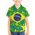 Brazil Ordem e Progresso Family Matching Off The Shoulder Long Sleeve Dress and Hawaiian Shirt Native Brasil Mixed Together