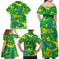 Brazil Ordem e Progresso Family Matching Off Shoulder Maxi Dress and Hawaiian Shirt Native Brasil Mixed Together