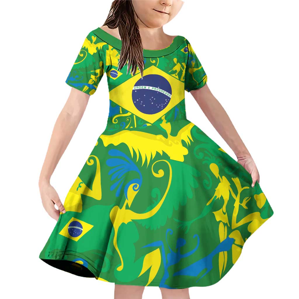 Brazil Ordem e Progresso Family Matching Off Shoulder Short Dress and Hawaiian Shirt Native Brasil Mixed Together