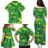Brazil Ordem e Progresso Family Matching Puletasi and Hawaiian Shirt Native Brasil Mixed Together