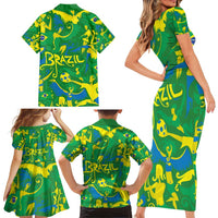 Brazil Ordem e Progresso Family Matching Short Sleeve Bodycon Dress and Hawaiian Shirt Native Brasil Mixed Together