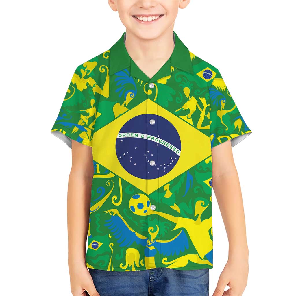 Brazil Ordem e Progresso Family Matching Short Sleeve Bodycon Dress and Hawaiian Shirt Native Brasil Mixed Together