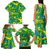 Brazil Ordem e Progresso Family Matching Tank Maxi Dress and Hawaiian Shirt Native Brasil Mixed Together