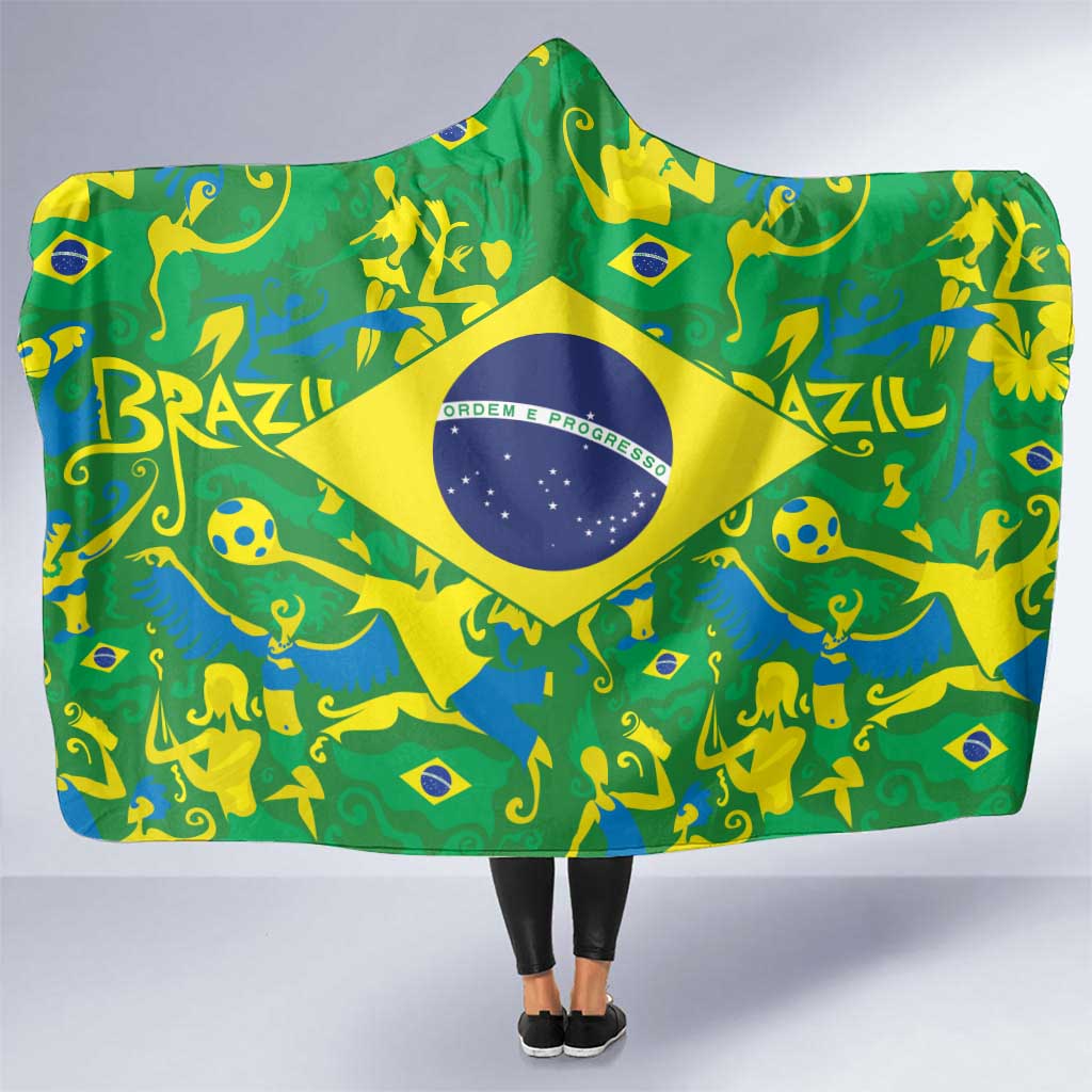 Brazil Ordem e Progresso Hooded Blanket Native Brasil Mixed Together