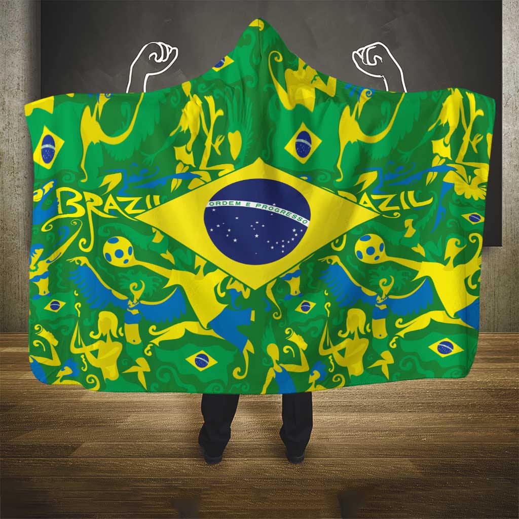 Brazil Ordem e Progresso Hooded Blanket Native Brasil Mixed Together