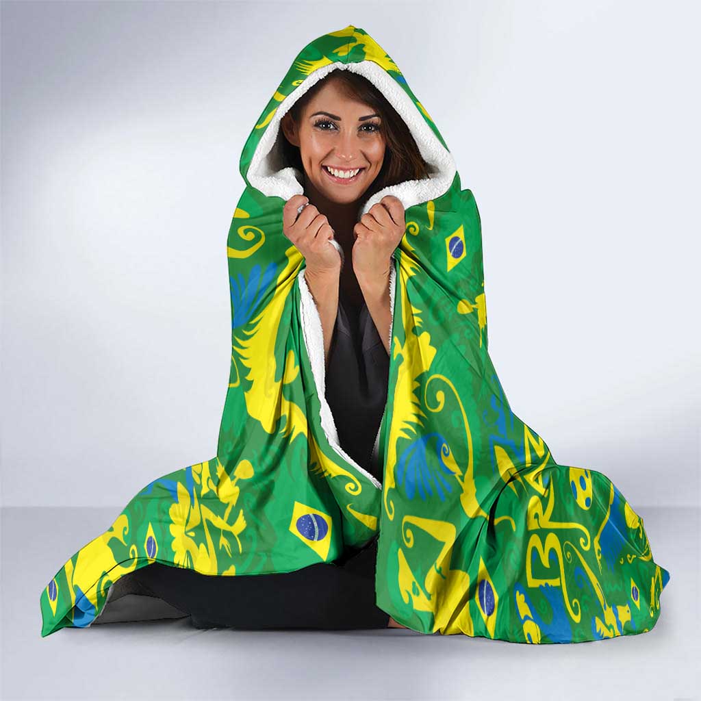 Brazil Ordem e Progresso Hooded Blanket Native Brasil Mixed Together