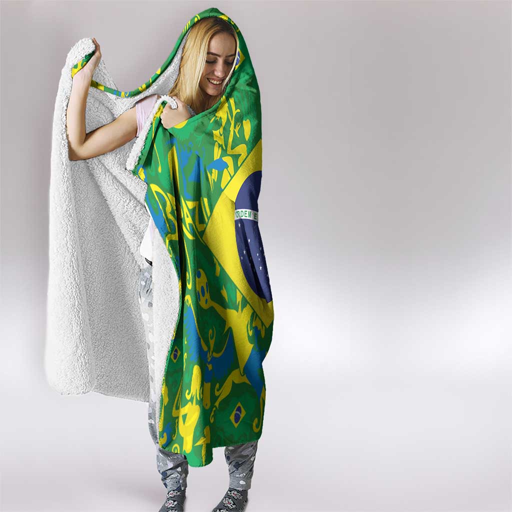 Brazil Ordem e Progresso Hooded Blanket Native Brasil Mixed Together