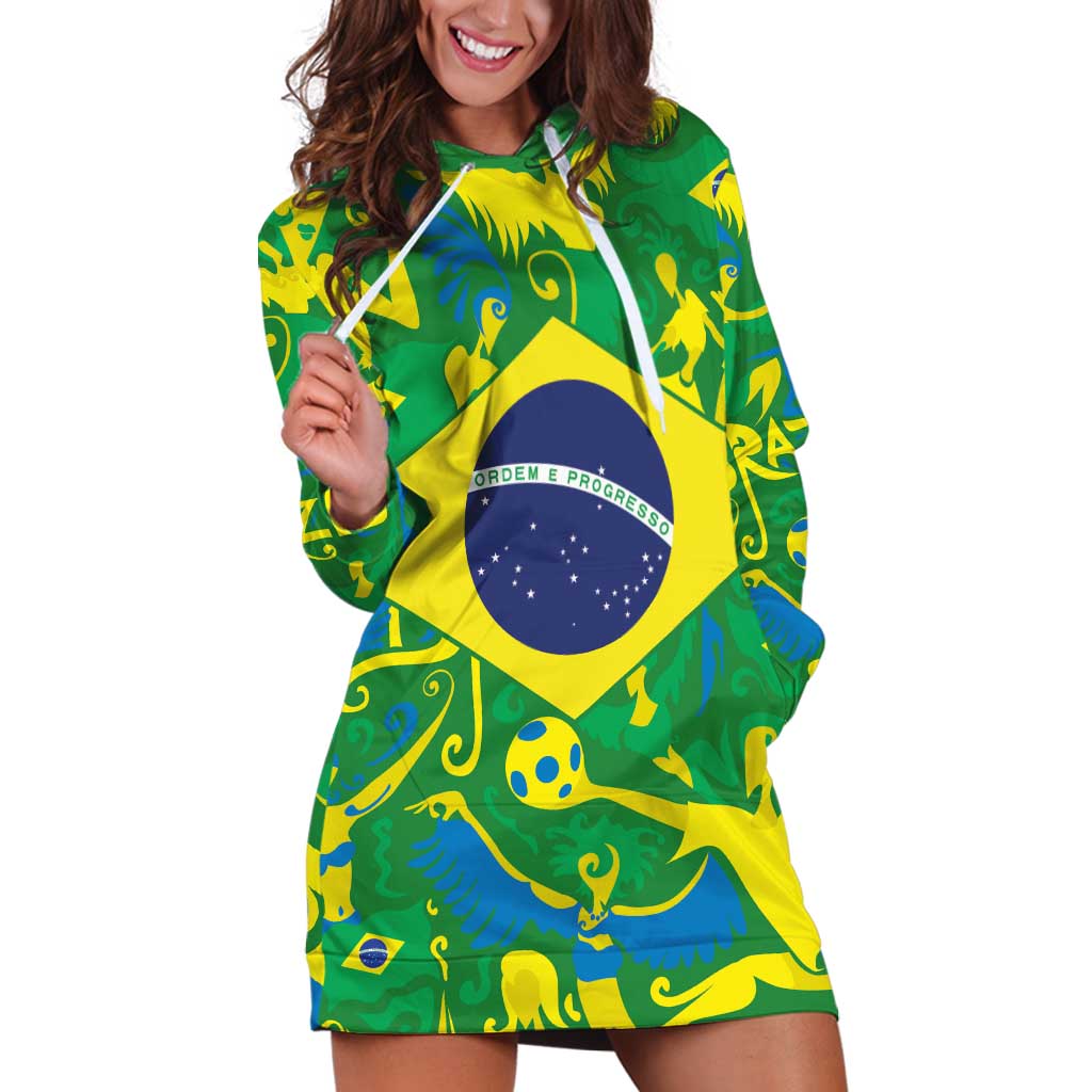 Brazil Ordem e Progresso Hoodie Dress Native Brasil Mixed Together