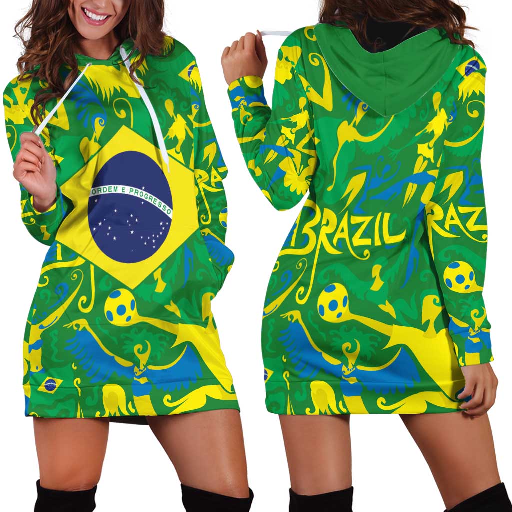 Brazil Ordem e Progresso Hoodie Dress Native Brasil Mixed Together