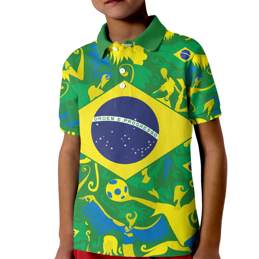 Brazil Ordem e Progresso Kid Polo Shirt Native Brasil Mixed Together